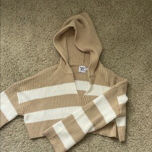 Princess Polly Beige and Cream Striped V-Neck Sweater